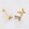 3D BUTTERFLY CHARM 316L SURGICAL STEEL TONGUE BARBELL